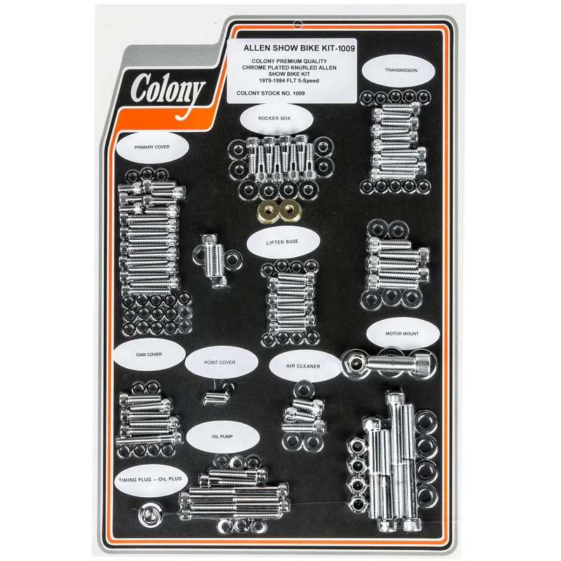 #1009 Complete Show Bike Kit Allen Hardware Harley-Davidson 1979-1984 FLT 5 Speed – Chrome Plated