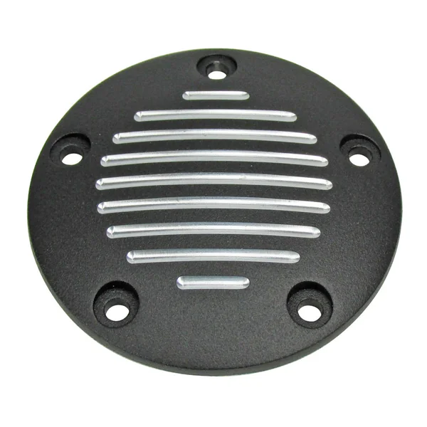 “Grooved” 5-Hole Twin Cam Points Cover – Black, Fits 1999 and Up Harley Davidson FLST, FXD, FLT, FXST, Twin Cam Motors